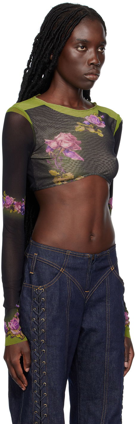 Съкратен топ Jean Paul Gaultier Gaultier 'The Fleurs Petit Grand' Crop Top Многоцветен | 23/12-F-TO080-T525-4000, 1