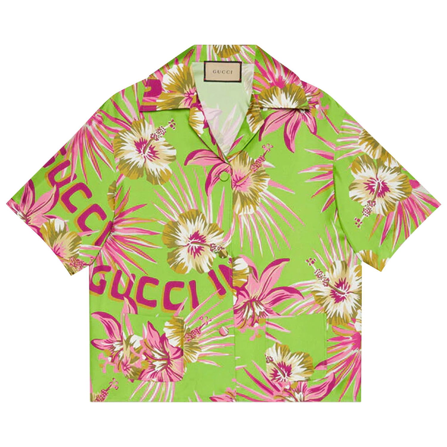 Риза Gucci Floral Silk Bowling Shirt Зелено | 694890 ZAI5R 3663, 1
