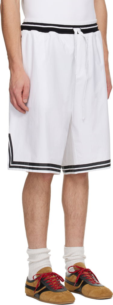 Къси панталони Dolce & Gabbana Cotton Poplin Striped Drawstring Shorts with Embroidered Logo Бяло | GP05GZFI5IH, 1