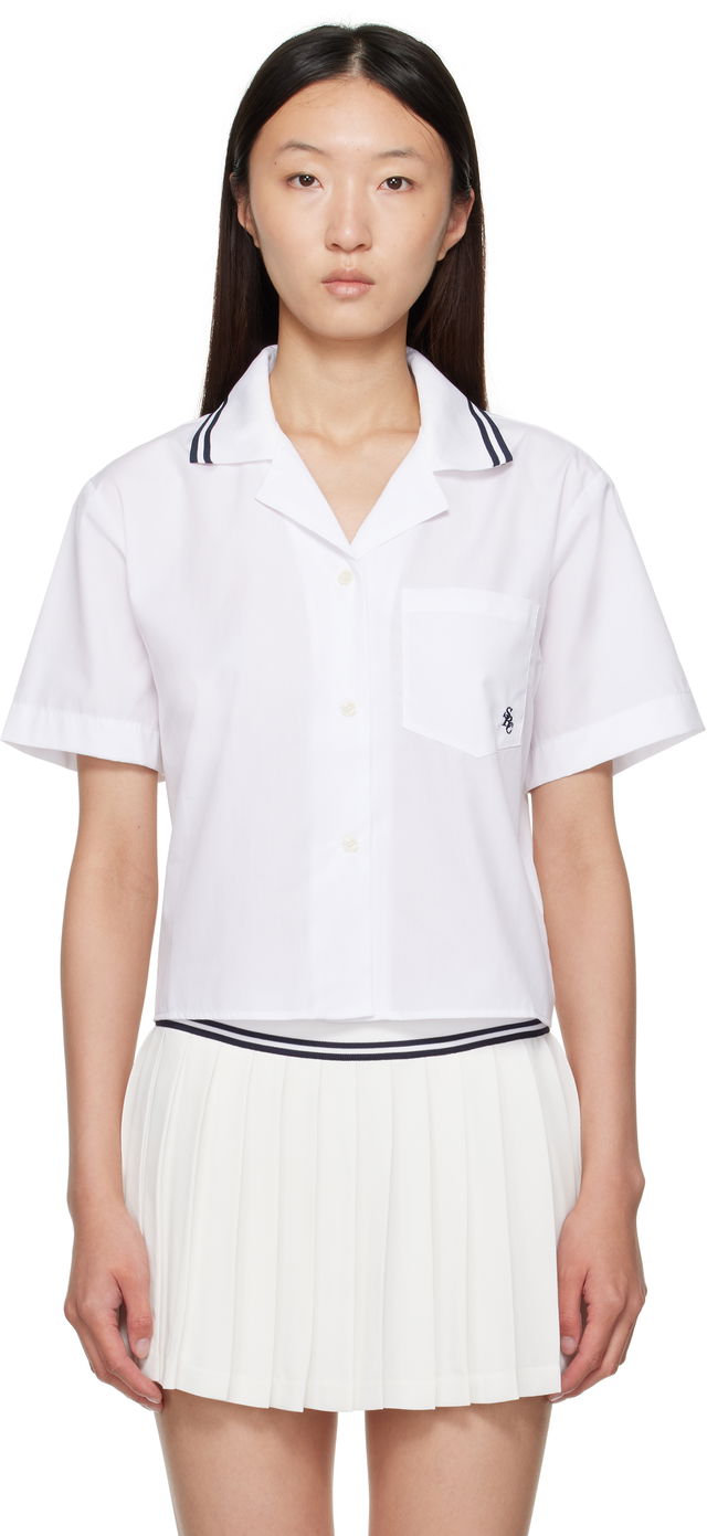 Sporty & Rich 'SRC' Sailor Cropped Shirt