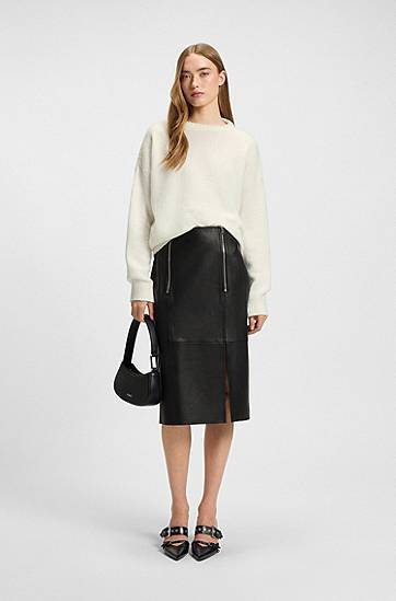 Пуловер BOSS Oversized Wool Blend Sweater Бяло | 50545082, 1