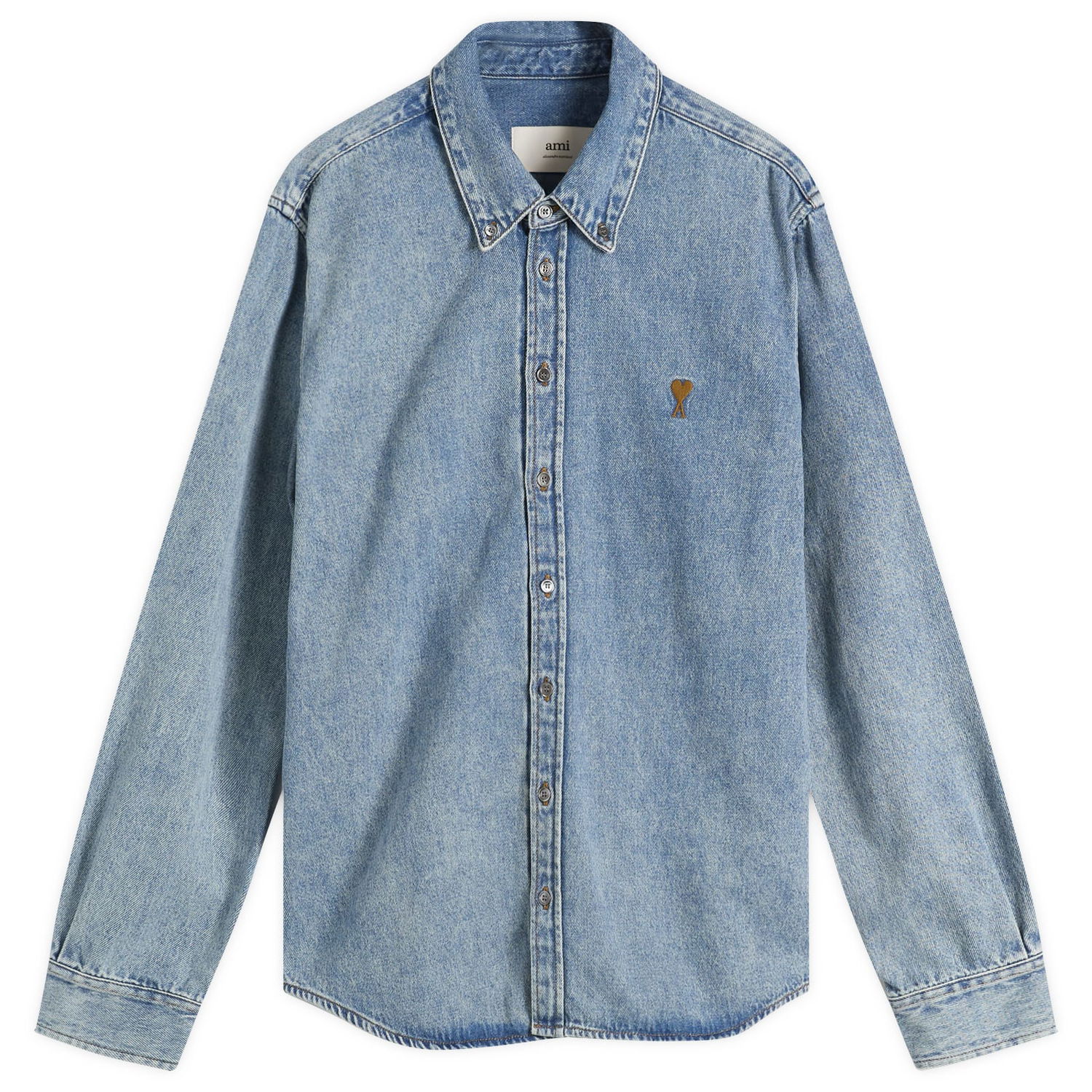 Риза AMI AMI Paris Light Denim Shirt, Size Large Синьо | H25USH786-DE0056-480H25, 1