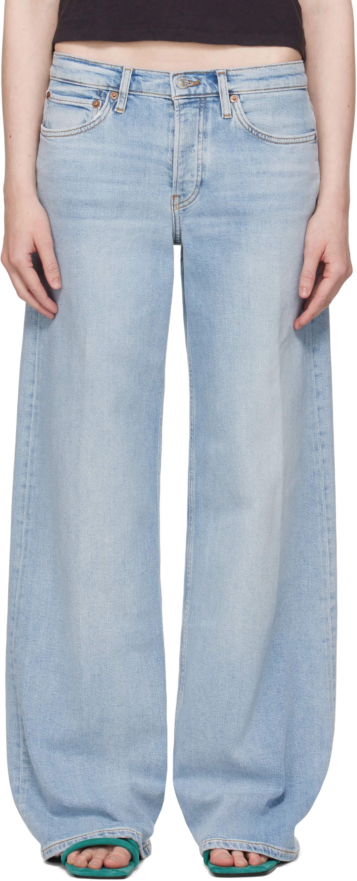 Дънки RE/DONE Re/Done Comfort Mid Rise Wide Leg Jeans Синьо | 190-03WMRWDLG, 0