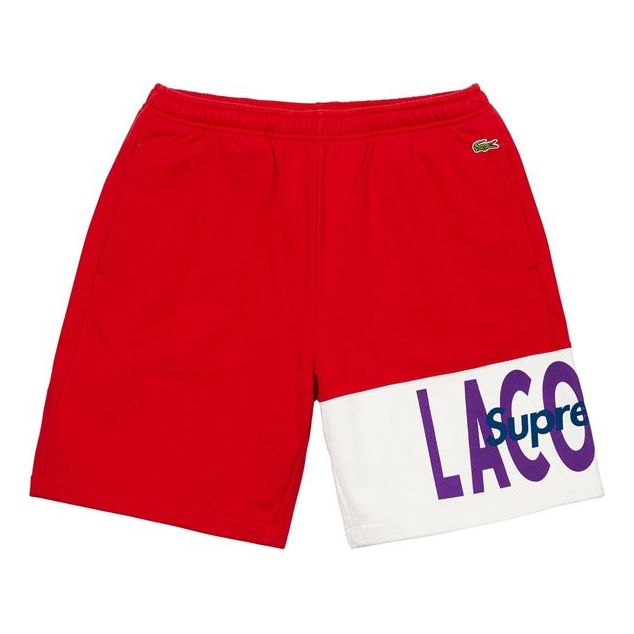 Къси панталони Supreme LACOSTE Logo Panel Sweatshorts Червено | SUP-FW19-527