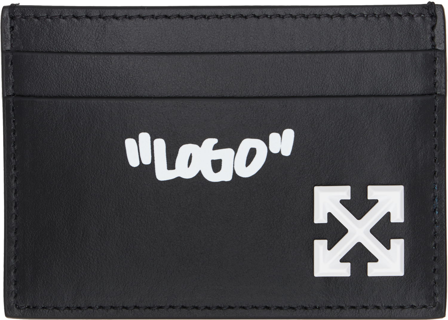 Портфейл Off-White Off-White Jitney Quote Leather Card Holder Черно | OMND09FC99LEA0011001, 0