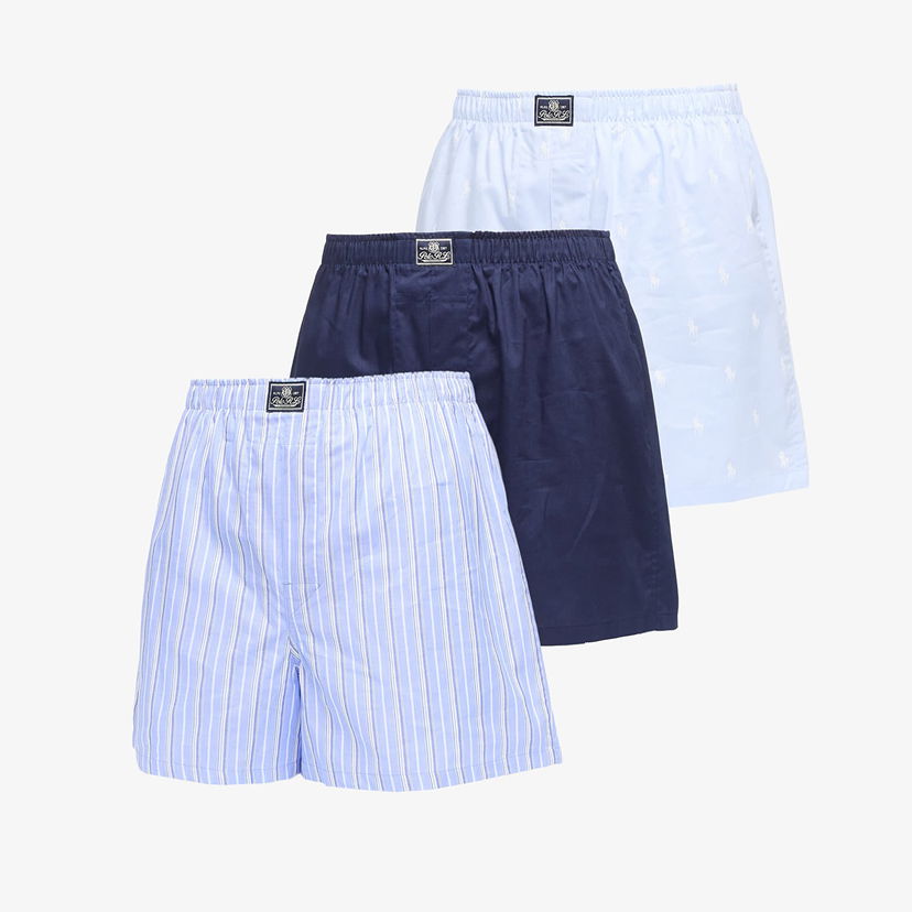 Боксерки Polo by Ralph Lauren Ralph Lauren Woven Boxer Shorts, 3-Pack Синьо | 714830273040