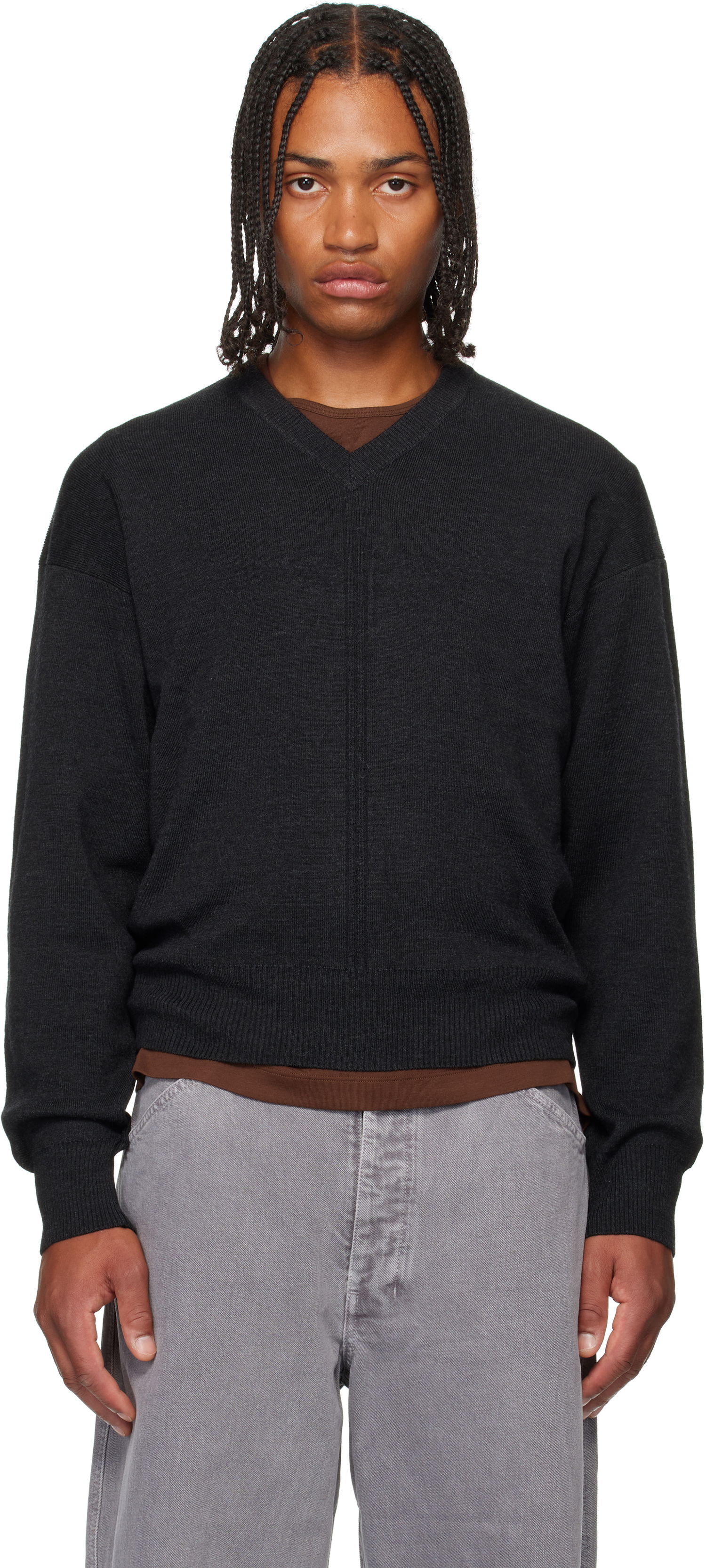 Пуловер LEMAIRE LEMAIRE V-Neck Sweater Черно | TO1430 LK087, 0