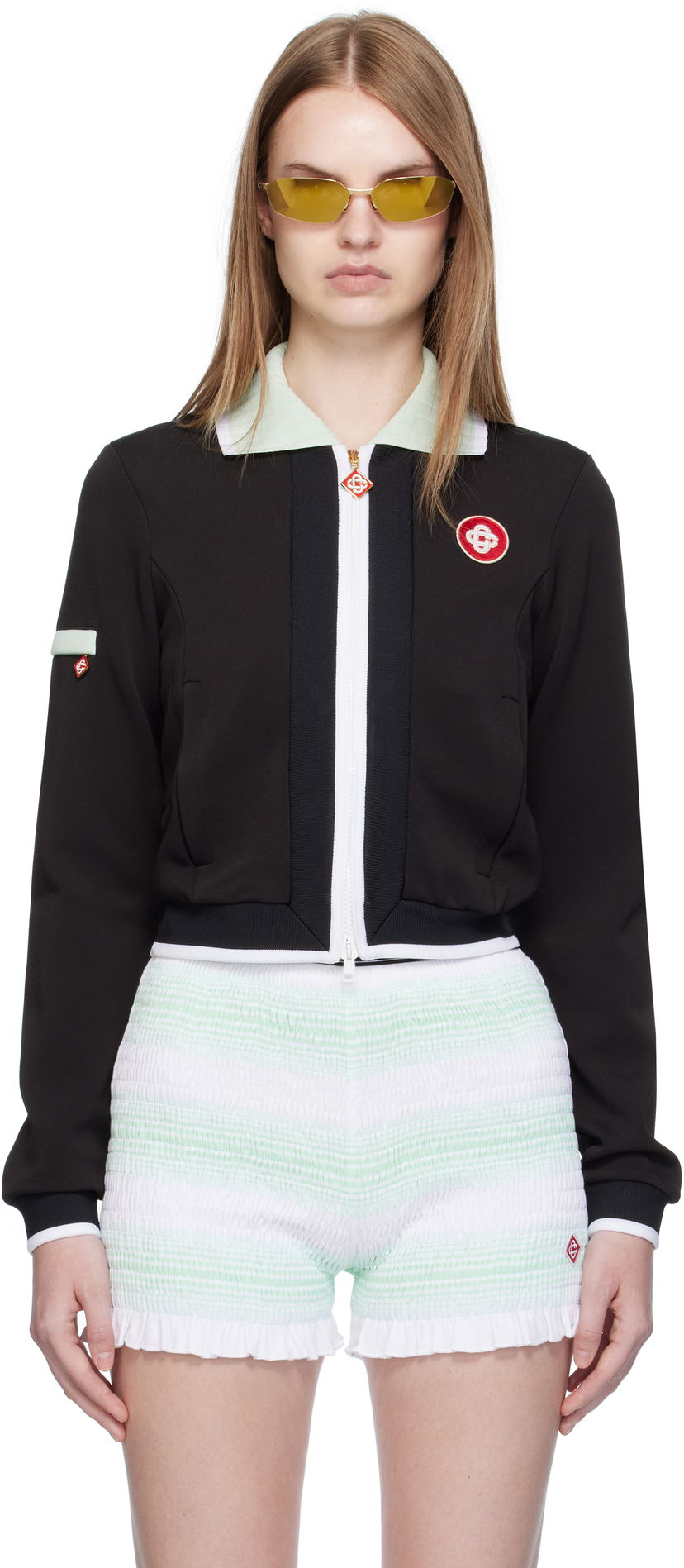 Яке Casablanca Casablanca Viscose Cropped Track Jacket Черно | WPF25-JTP-378-01