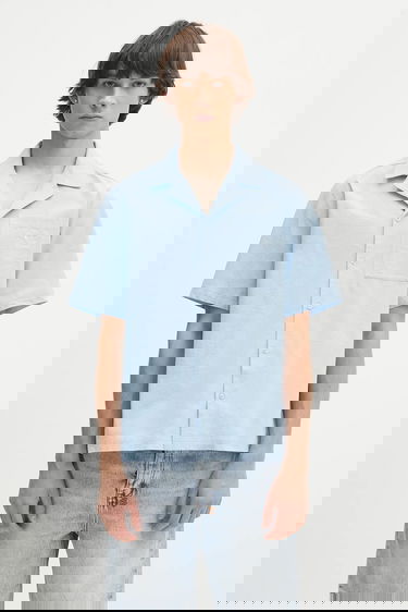 Риза adidas Originals adidas Originals Essentials Seersucker Relaxed Fit Short Sleeve Shirt Синьо | JD2457, 0