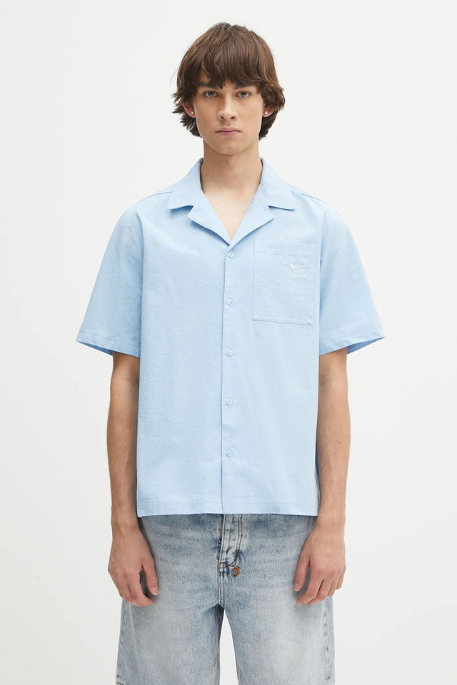 adidas Originals Essentials Seersucker Relaxed Fit Short Sleeve Shirt