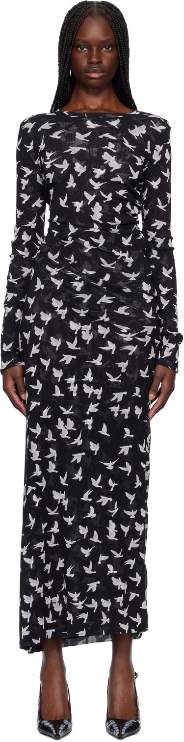Pокля Stella McCartney Stella McCartney Dove Print Mesh Maxi Dress Черно | 6J03353SPZ89, 0
