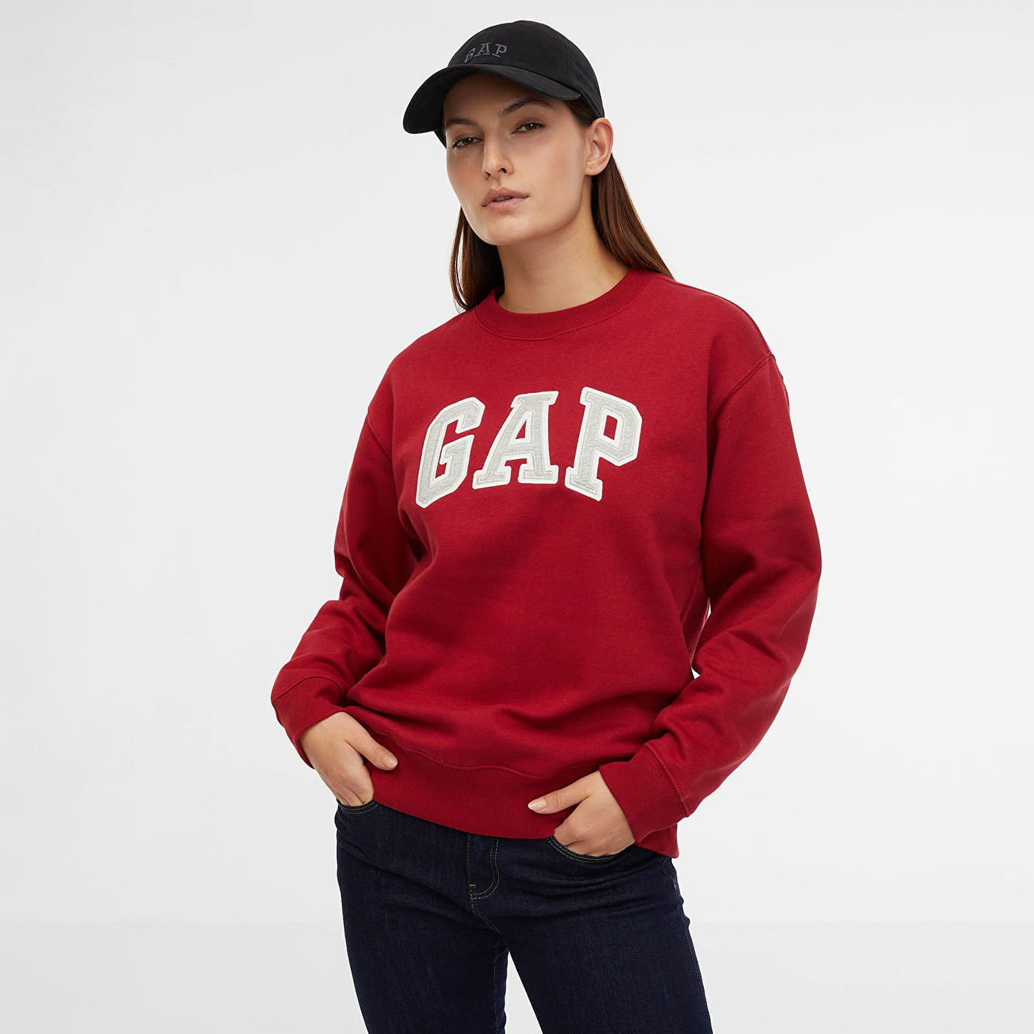 Суитчър GAP Crewneck Heritage Logo Sweatshirt Sled Червено | 554936-22, 0