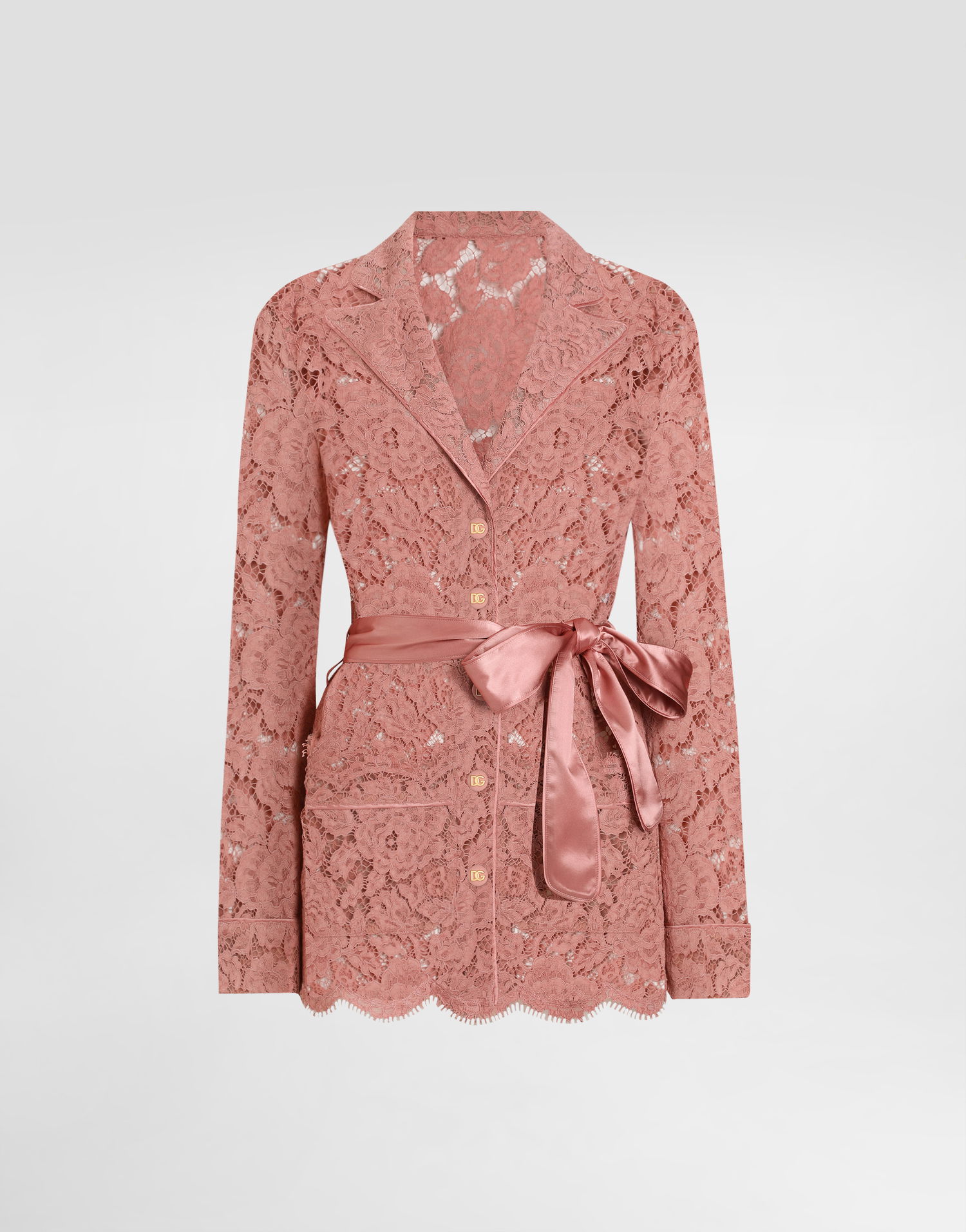 Пижама Dolce & Gabbana Dolce & Gabbana Floral Cordonetto Lace Pajama Shirt Розово | F5R56THLM7LF0473, 0