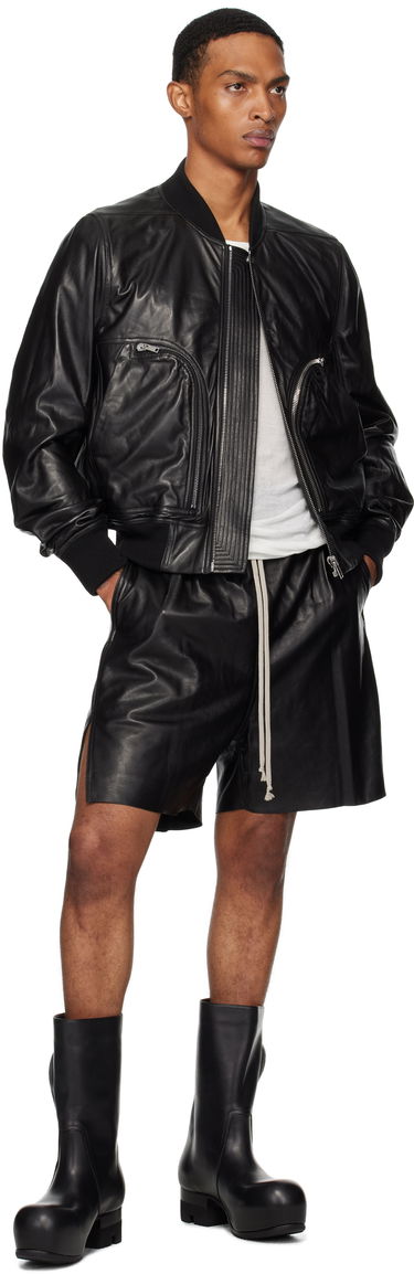 Яке бомбър Rick Owens Rick Owens Bauhaus Flight Leather Bomber Jacket Черно | RU02E1749 LBY, 3