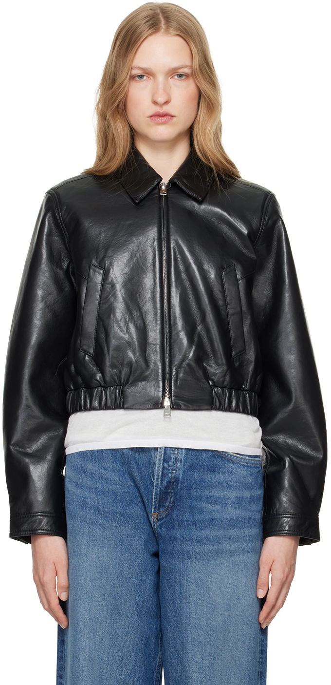 Яке AGOLDE Recycled Leather Cropped Jacket Черно | A5072-1285