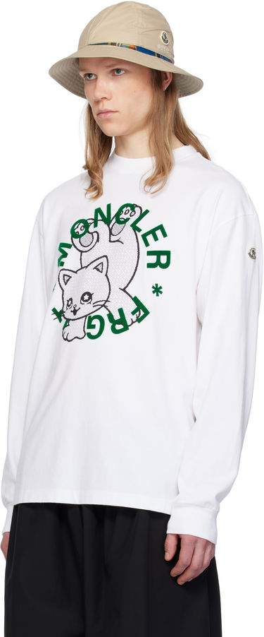 Пуловер Moncler Moncler Genius x FRGMT Hiroshi Fujiwara Cartoon Logo Long Sleeve T-Shirt Бяло | K109U8D00001M3265, 3