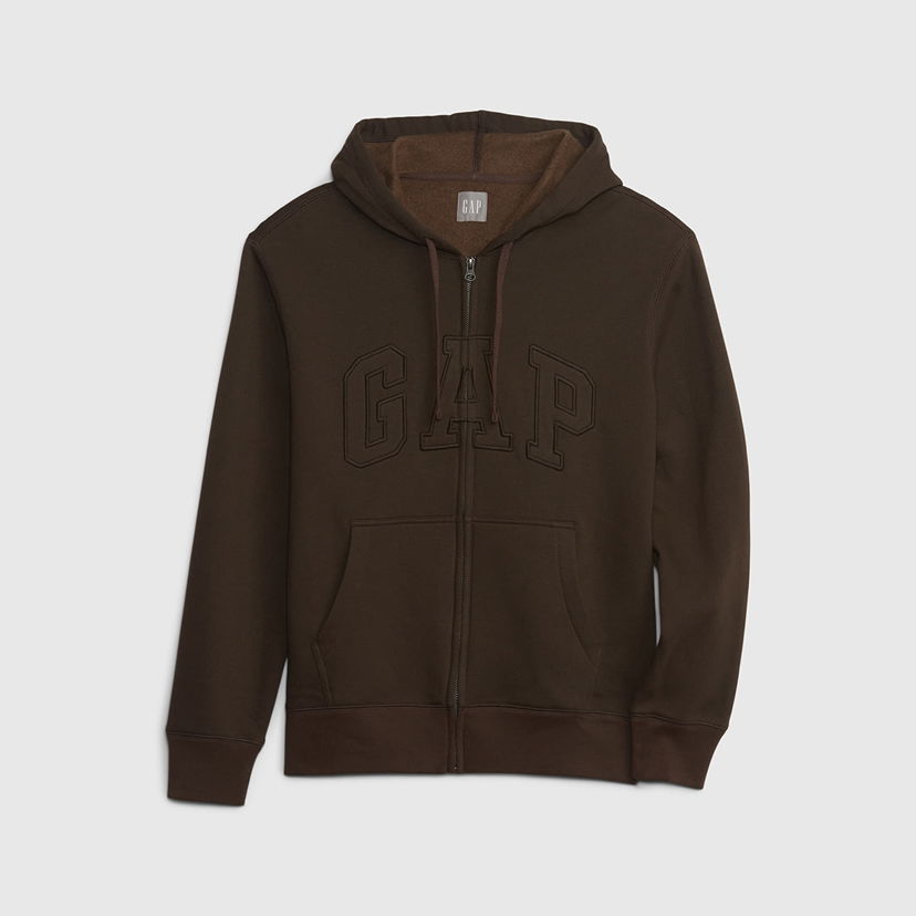 Суитчър GAP Sweatshirt Fullzip Hoodie Woodsy Brown XS Черно | 829508-01