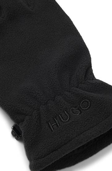Ръкавици BOSS Fleece gloves with faux-suede palms Черно | 50548737, 1