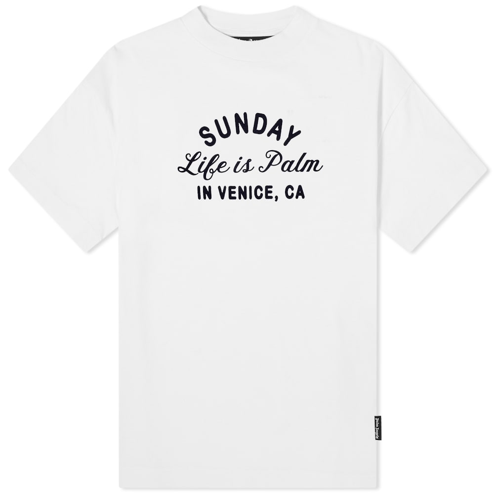 Тениска Palm Angels Sunday Life is Palm Tee Бяло | PMAA001F22JER0070110, 0