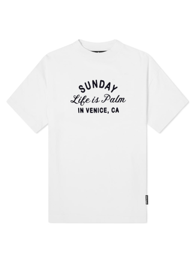Тениска Palm Angels Sunday Life is Palm Tee Бяло | PMAA001F22JER0070110