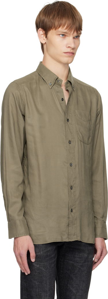 Риза Tom Ford TOM FORD Gabardine Slim Fit Shirt Черно | HSO001-FMT058, 4