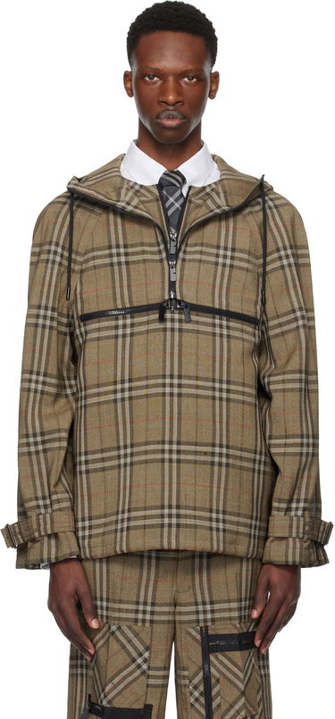 Яке Burberry Burberry Check Silk Blend Hooded Jacket Кафяво | 8108324, 0