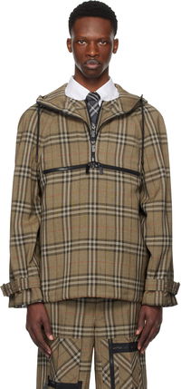 Burberry Check Silk Blend Hooded Jacket