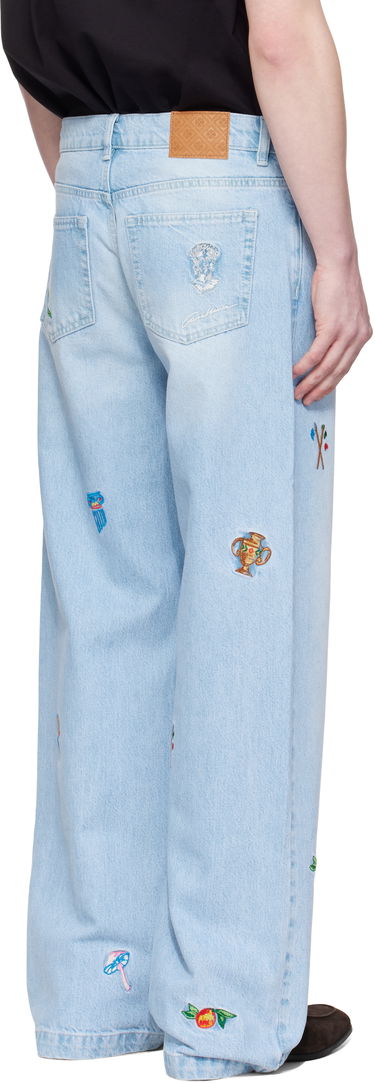 Дънки Casablanca Casablanca Embroidered Motif Jeans Синьо | MPS25-TR-230-01, 2
