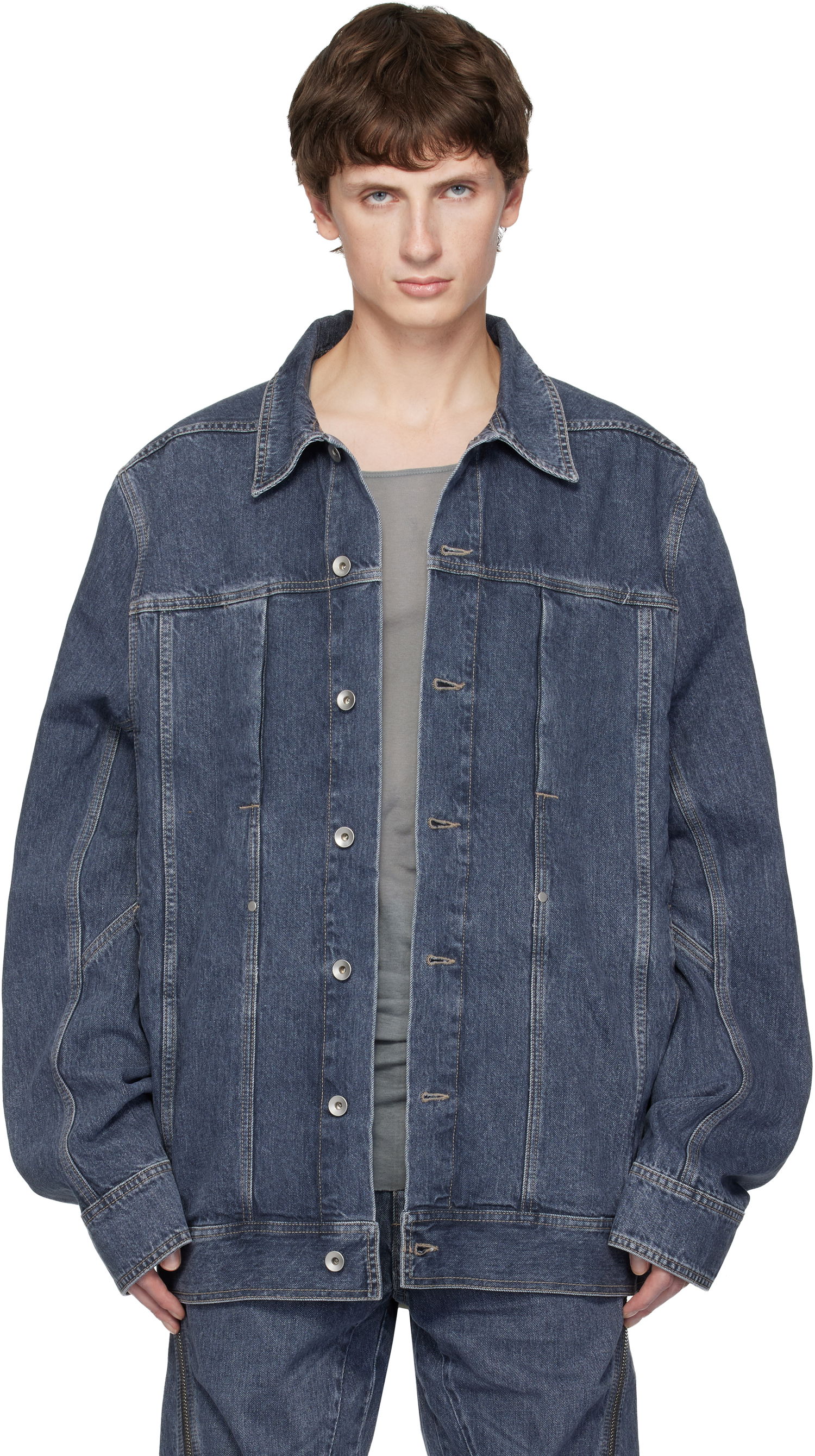 Яке Rick Owens DRKSHDW Concordians Lido Worker Denim Jacket Синьо | DU02E7752 DGY, 0