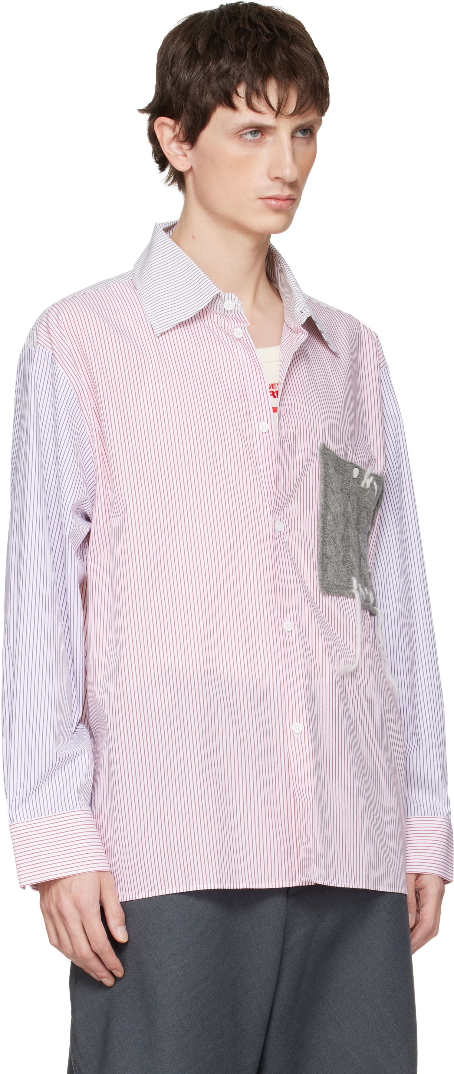 Риза Charles Jeffrey Loverboy Charles Jeffrey LOVERBOY Oversized Long Sleeve Knitted Patch Shirt Многоцветен | 052070501, 1