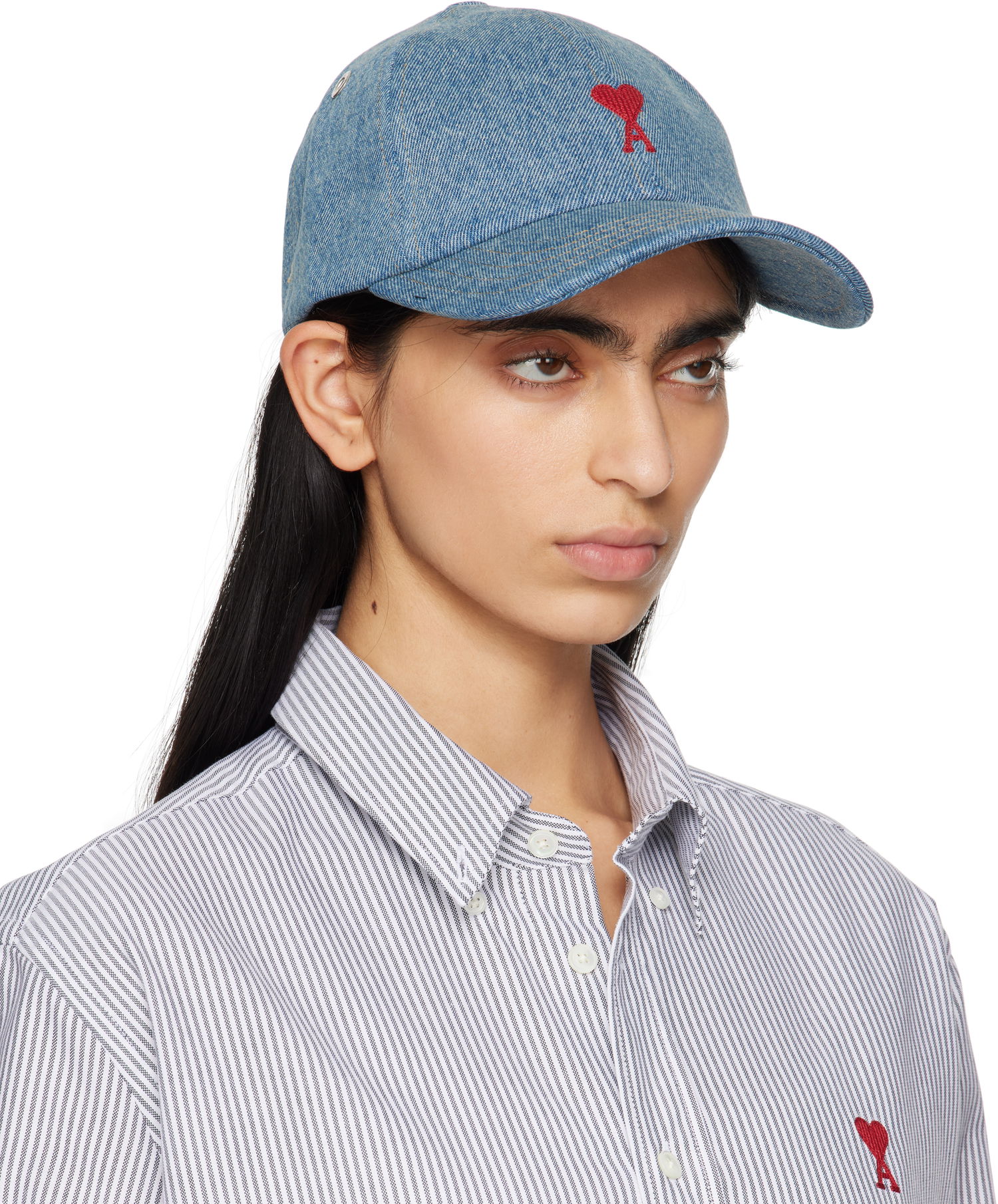 Шапка с козирка AMI AMI Paris Cotton Ami de Coeur Baseball Cap Синьо | UCP116.DE0046, 1
