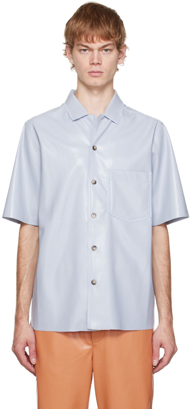 Риза Nanushka Faux Leather Resort Shirt Синьо | NM22PFSH00152, 0