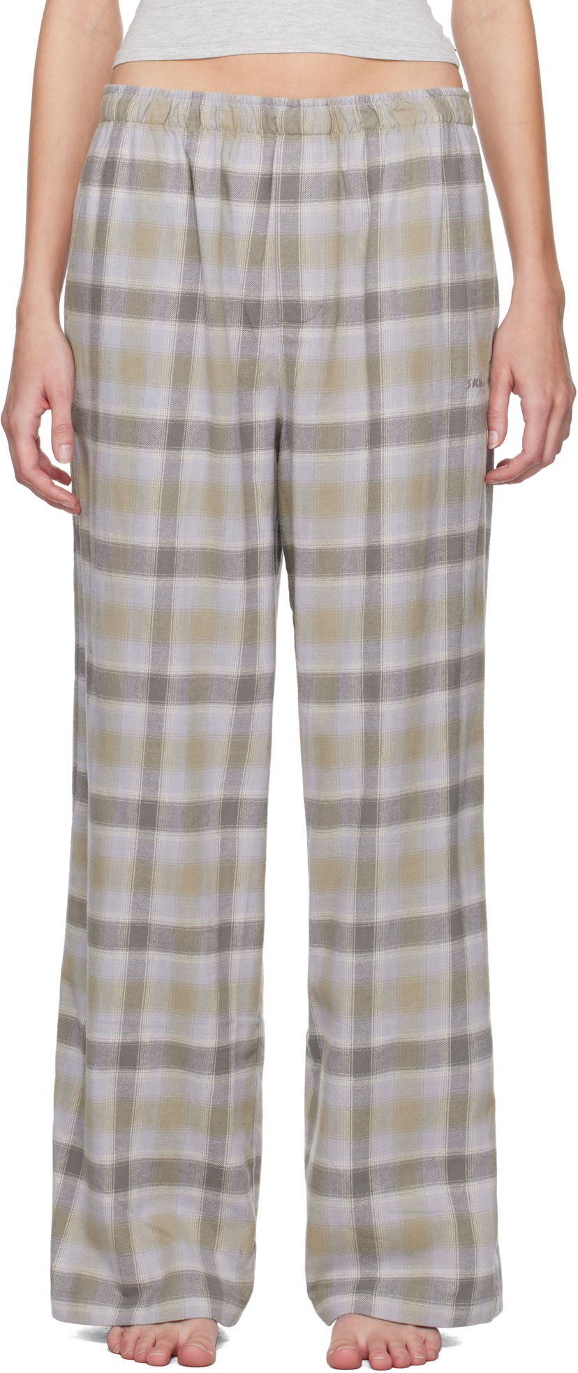 Пижама SKIMS Exclusive Flannel Straight Leg Sleep Pants Бежово | PT-PNT-6983W