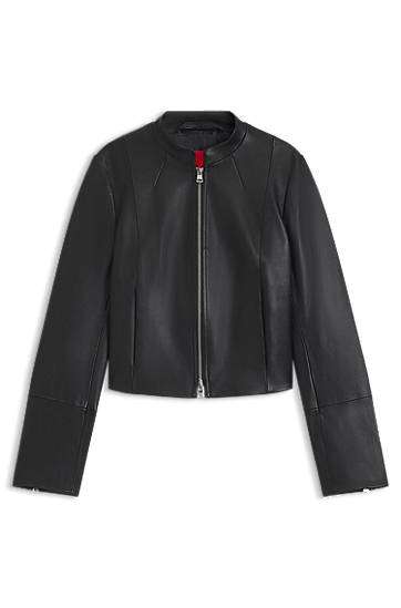 Яке BOSS Stand Collar Leather Jacket Черно | 50541262, 0