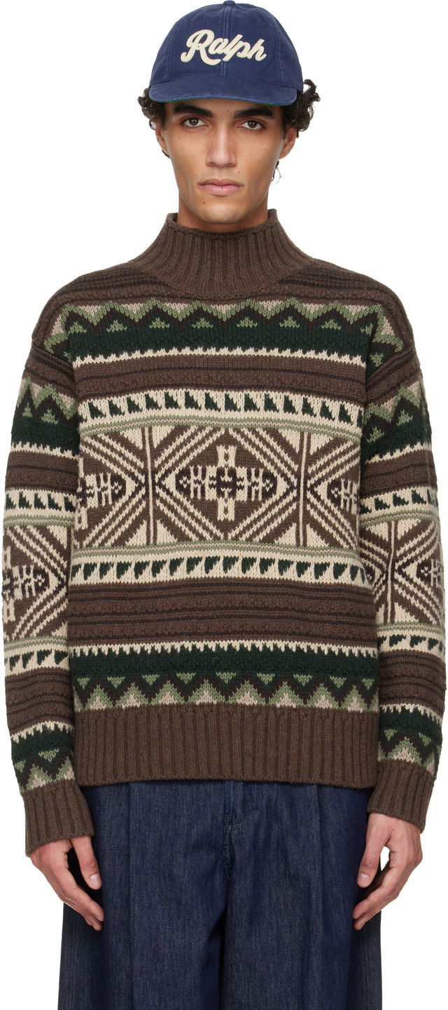 Fair Isle Knit Turtleneck Sweater