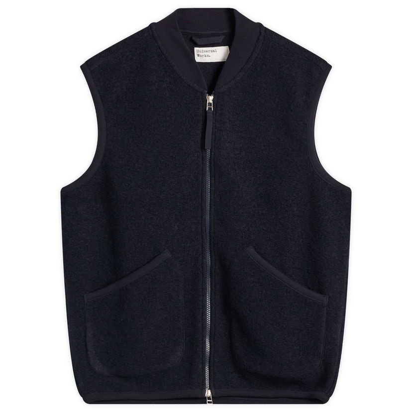 Жилетка Universal Works Wool Fleece Zip Vest Тъмно синьо | 00015-NVY