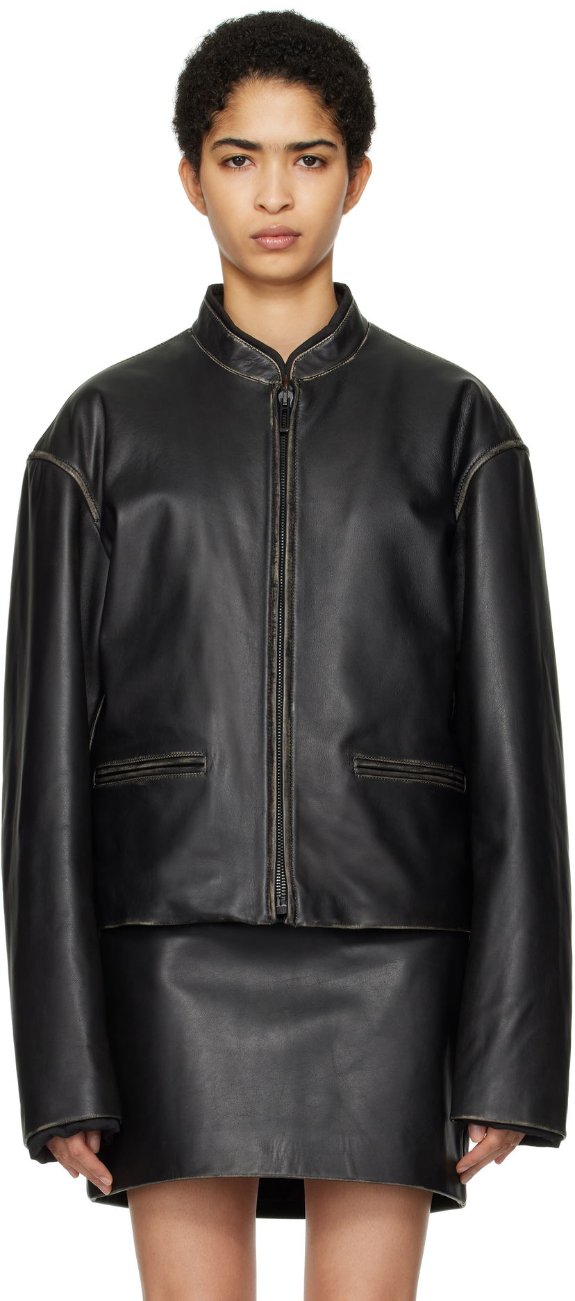 Яке 032C Uma Leather Biker Jacket Черно | F24-URL-2041-050-W