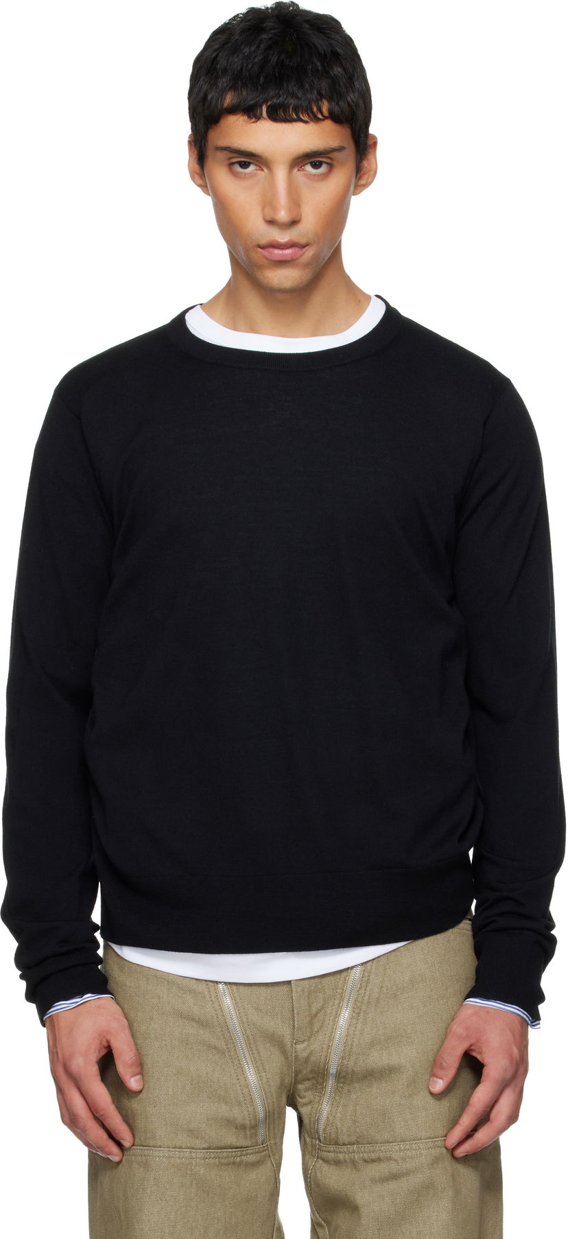 Пуловер Dries Van Noten Merino Wool Sweater Черно | 252-021241-2700
