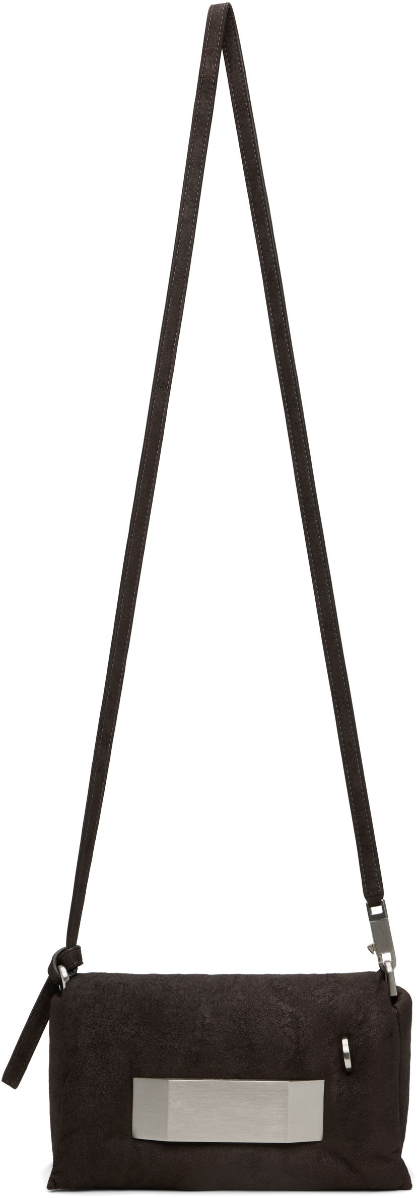 Чанта през рамо Rick Owens Rick Owens Pillow Griffin Suede Shoulder Bag Кафяво | RA02E0745 LBAPA
