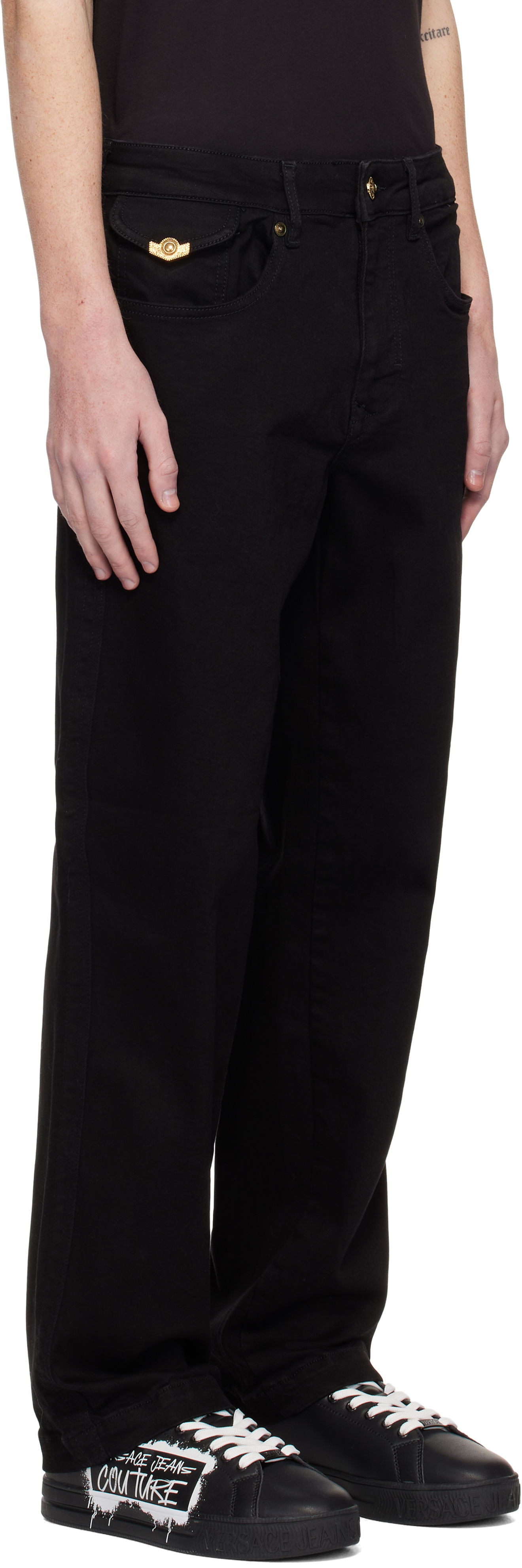 Дънки Versace Black 5-Pocket Jeans Черно | E77GAB501_ECDW00, 1