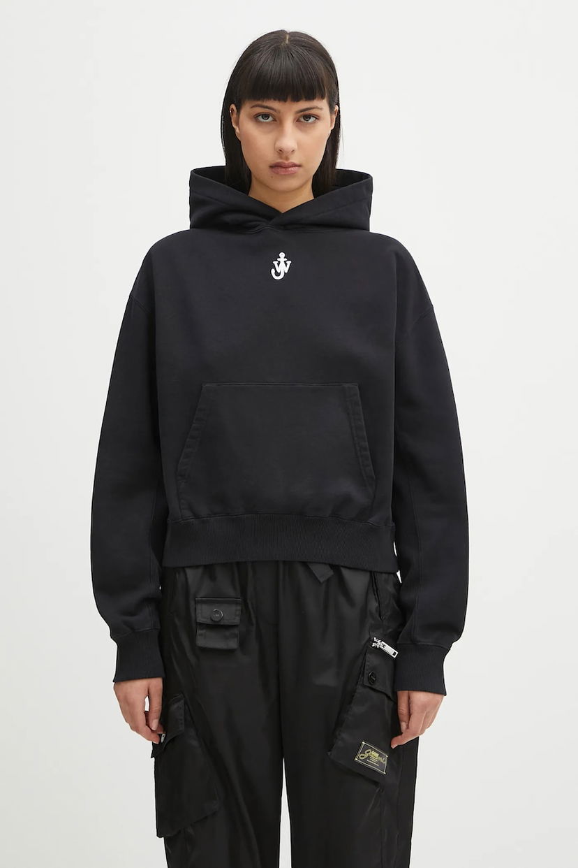 Суитчър JW Anderson JW Anderson Anchor Embroidery Cropped Hoodie Черно | JW0216.PG1719.999