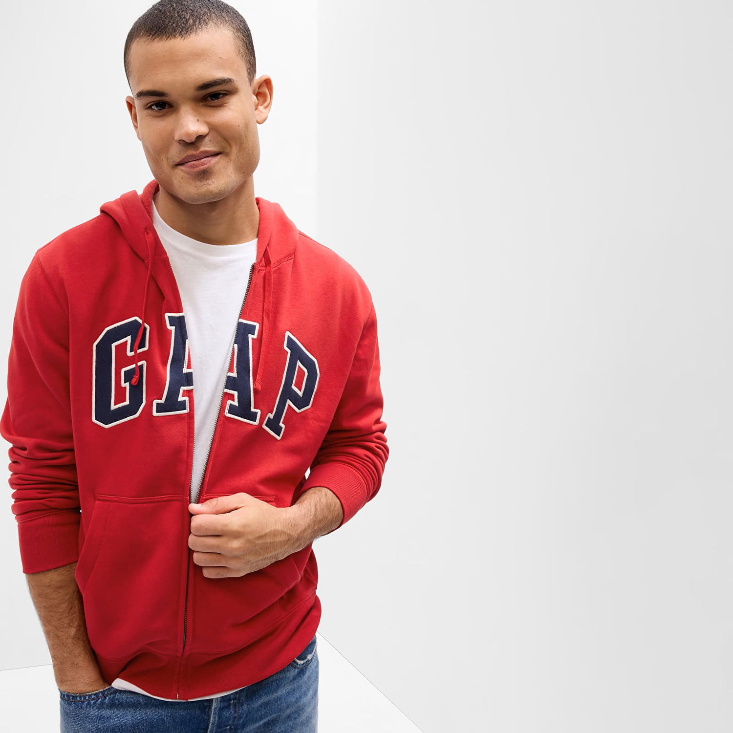 Суитчър GAP Sweatshirt Logo Fullzip Hoodie Red Apple S Червено | 840496-23, 0