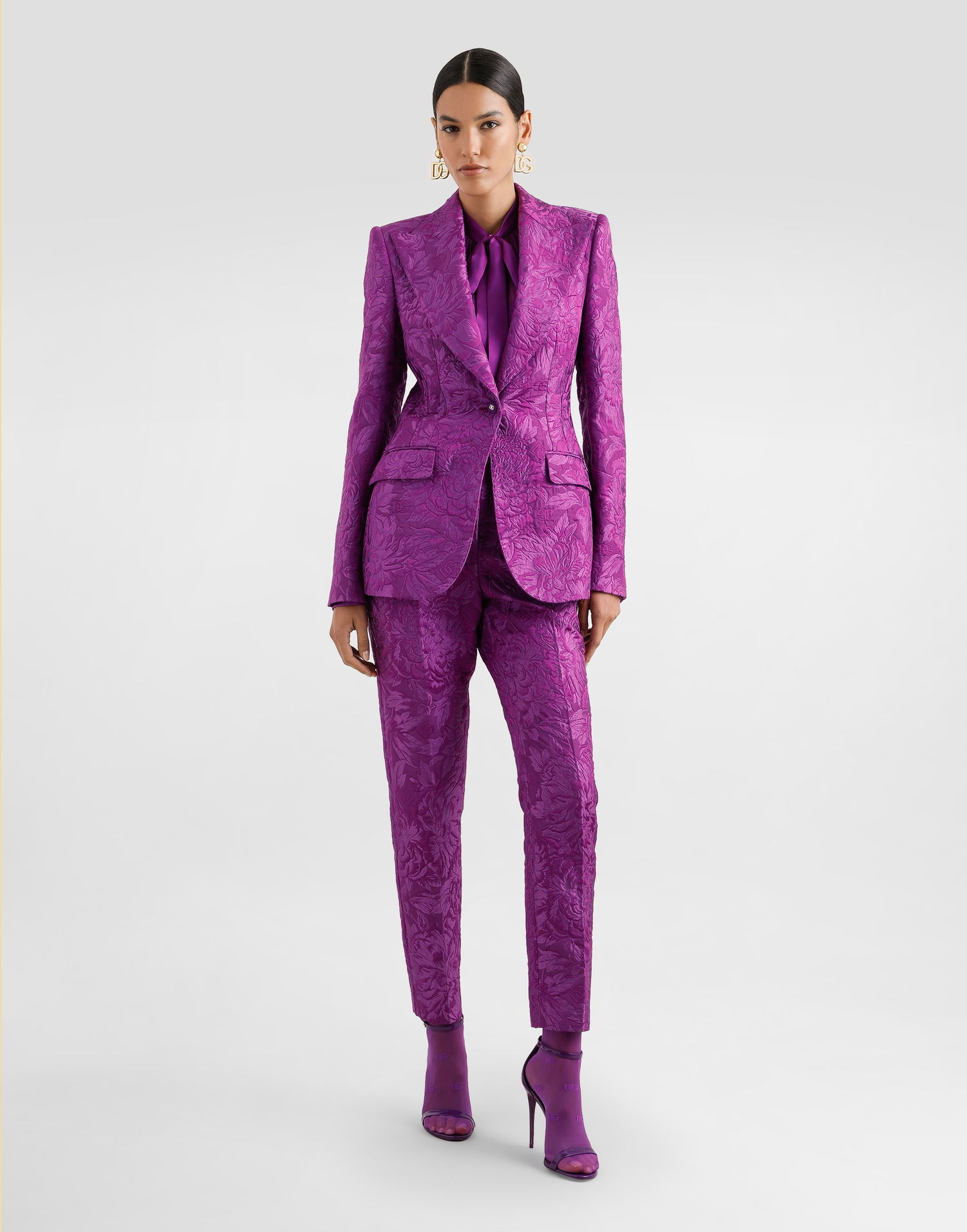 Панталони Dolce & Gabbana Dolce & Gabbana Peony-Motif Brocade Trousers Лилаво | FTAM2THJMQOF0571, 1
