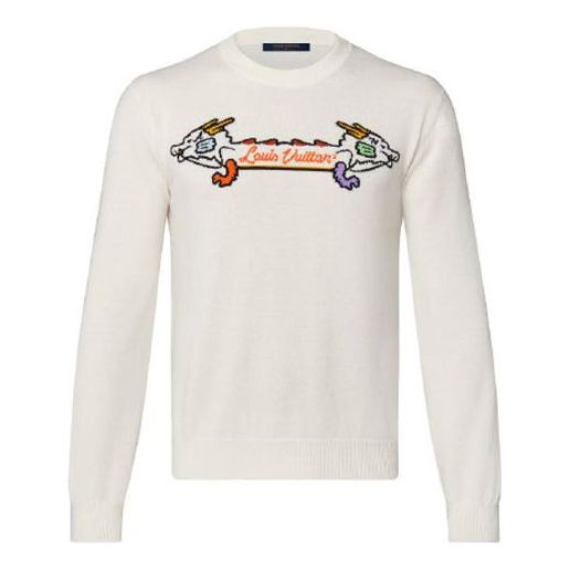 Пуловер Louis Vuitton NIGO2 Crossover Dragon Print Pullover Бяло | 1A9GO3