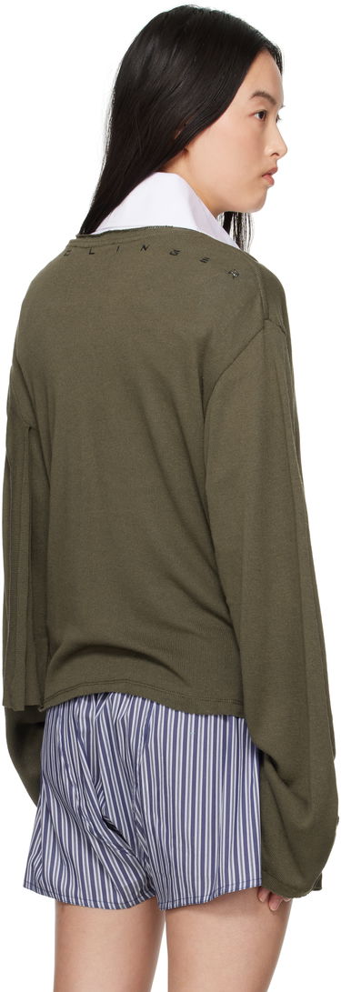 Пуловер Ottolinger Ottolinger Deconstructed Linen Longsleeve T-Shirt Зелено | 10510120601, 2