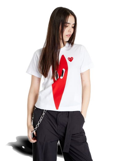 Тениска Comme des Garçons PLAY Knit T-Shirt Бяло | AZT223 White