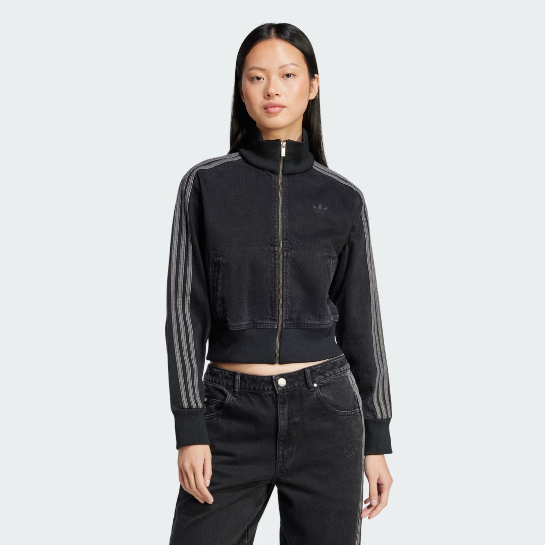 Яке бомбър adidas Performance Black Cropped Denim Jacket Черно | JD3110, 0