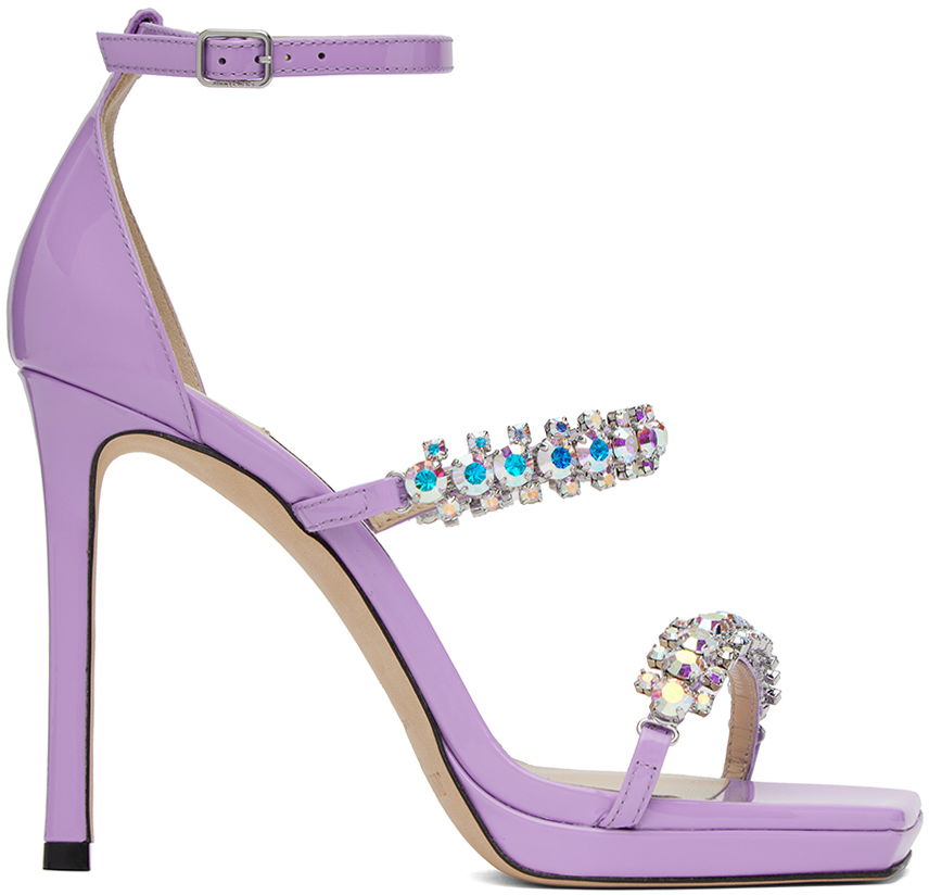 Кецове и обувки Jimmy Choo Jimmy Choo Bing 100 Heeled Sandals Лилаво | BING SANDAL 105 PYI, 0
