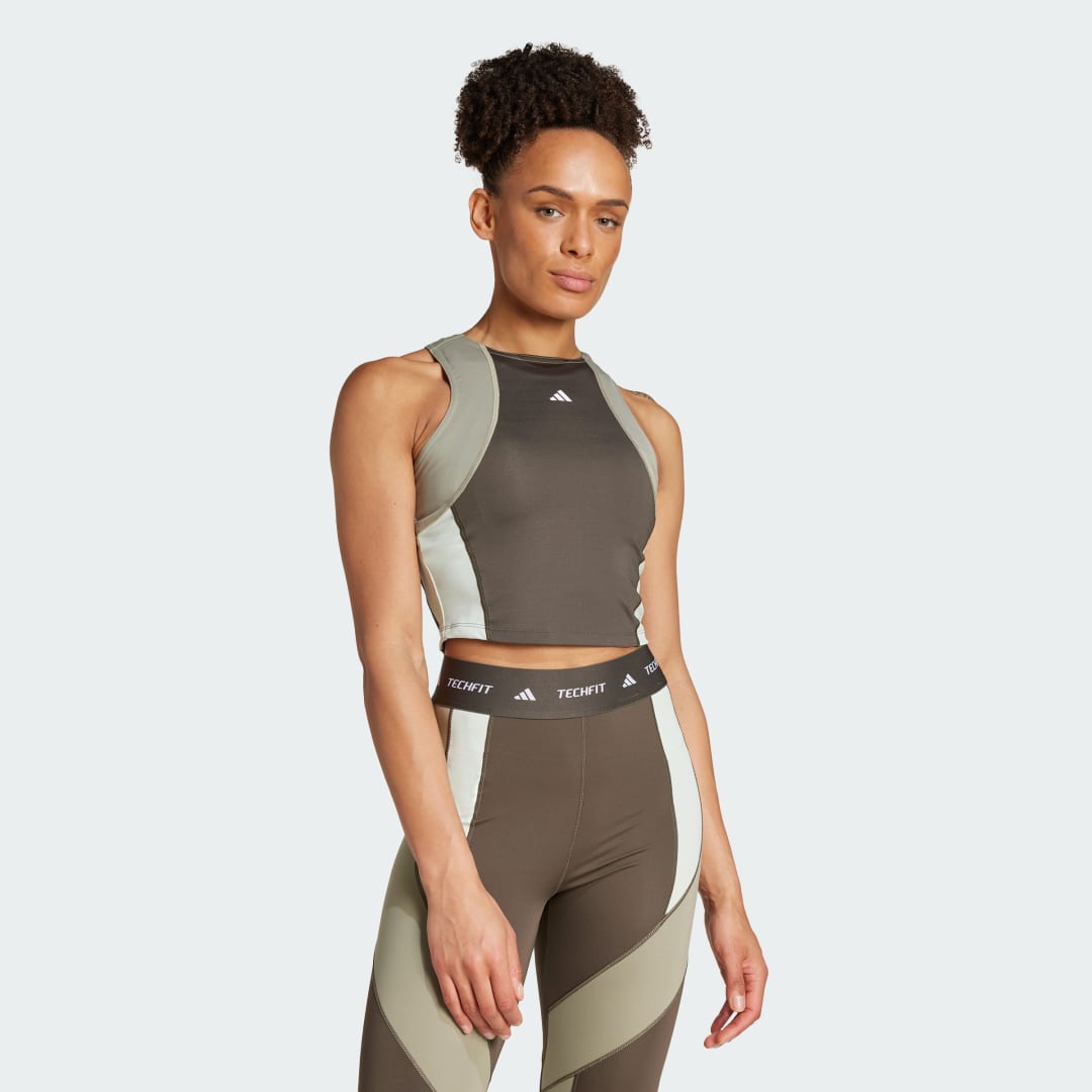 Потник adidas Performance Techfit Colorblock Training Crop Top Кафяво | IX3279, 0