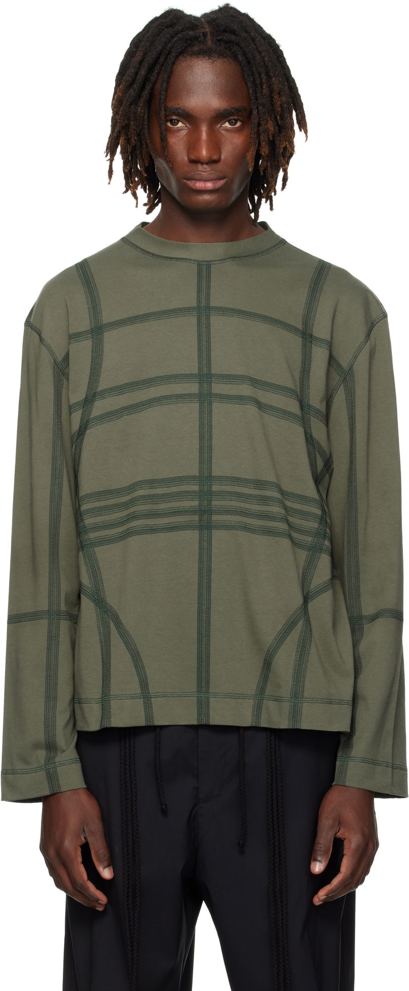 Тениска Craig Green Craig Green Flatlock Long Sleeve T-Shirt Зелено | CGAW25CJETLS11